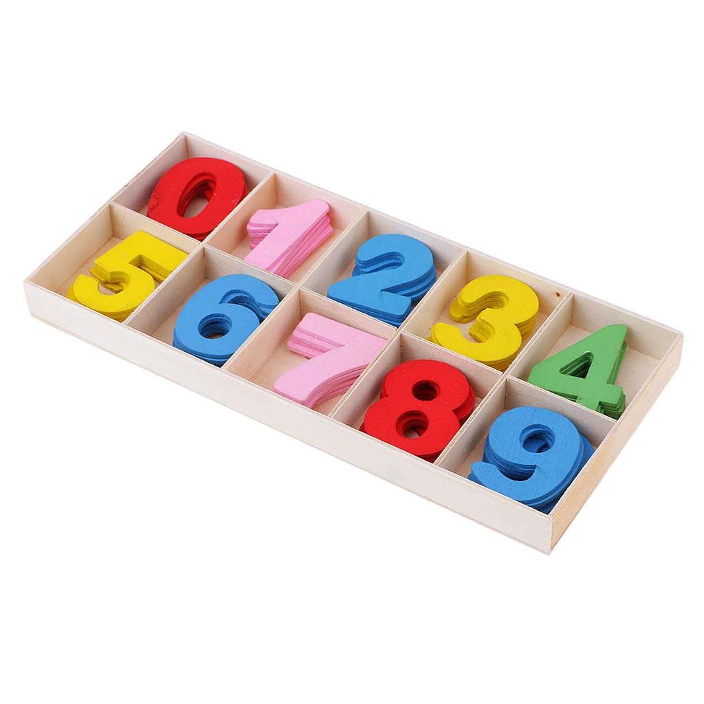 60 штук красочные деревянные 0-9 часы «арабский номер» украшение с лотком для хранения для детей развивающие игрушки