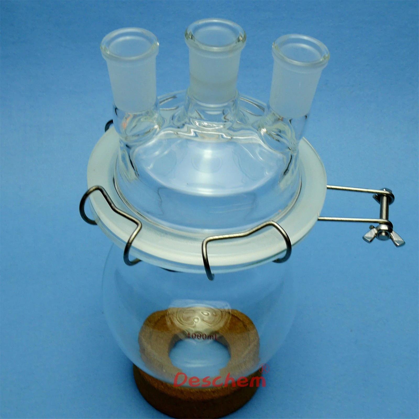 1000ml,24/40,Glass Reaction Reactor,3Neck,1Litre,Reaction Flask,W/Clamp & Lid