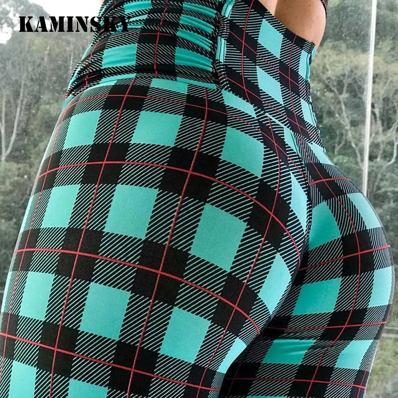 

Kaminsky Print Leggings Plaid printing Women Leggins High Waist Workout For Women Comfortable Casual Pants