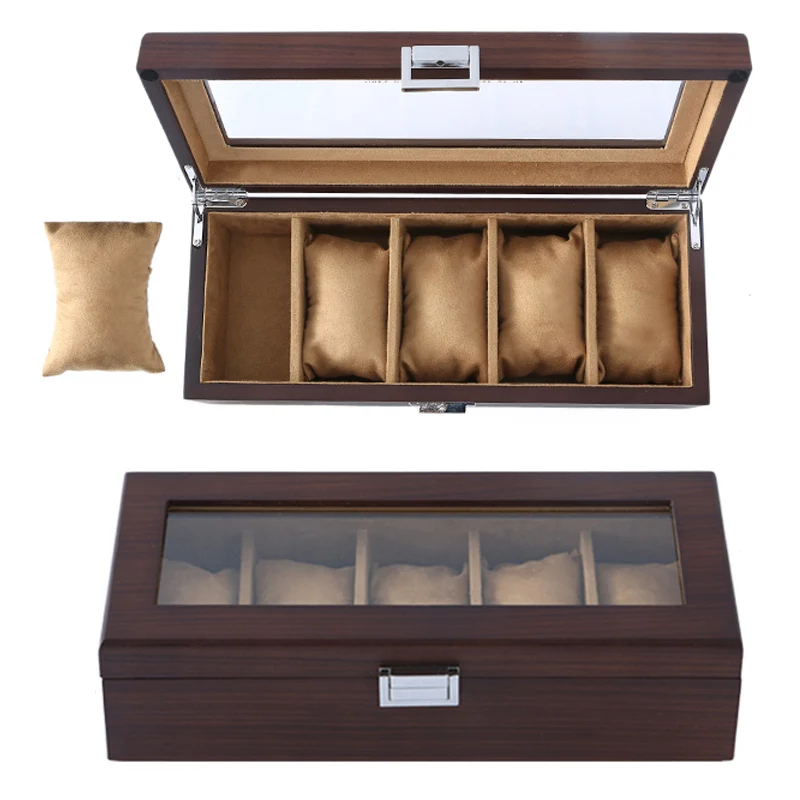 Luxury 5 Grids Handmade Wood Watch Box Clock Case Time for Holding | Наручные часы