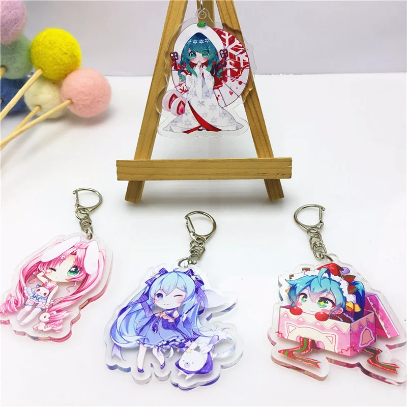 

Cartoon Hatsune Miku keychain Luo Tianyi cute fun Acrylic key chain men women pendant jewelry gift novelty personalized anime