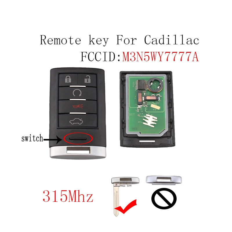 

5BT Smart Remote Key For Cadillac CTS 2008 2009 2010 2011 2012 2013 2014 For Cadillac STS 2008 2009 2010 2011 Original car key