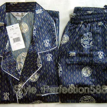 И розничная 2 шт новая мужская Шелковая пижама с длинными рукавами костюм S, M, L, XL, XXL, 3XL MR0010