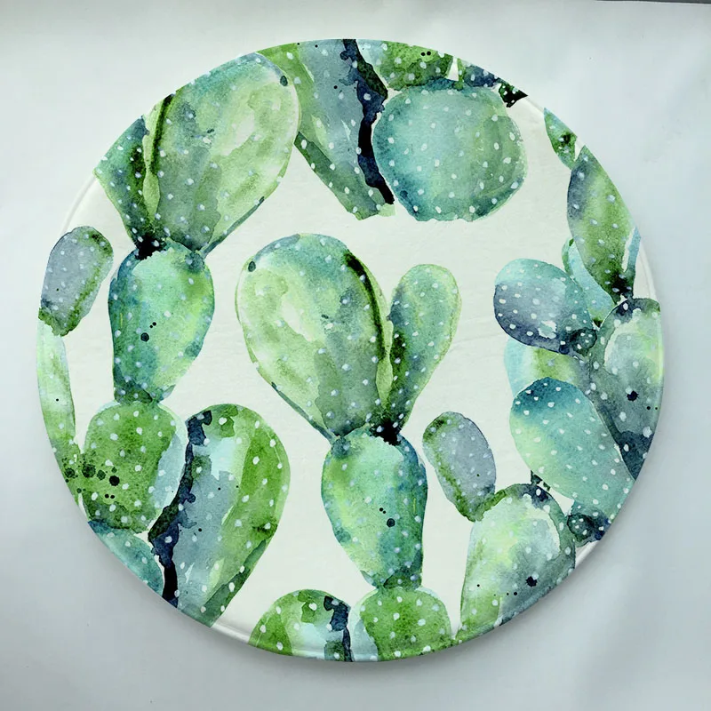

60x60cm The cactus Print Custom Round Doormat Non-slip Rug Pad Carpet Kids Room Home Decor Floor Mat Water Absorption Mat