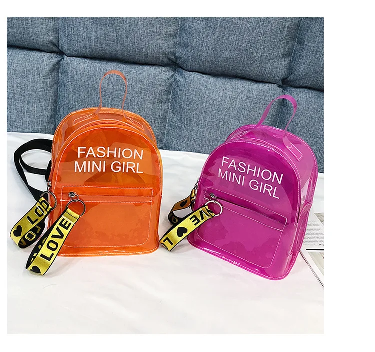 Прозрачный мини-Желейный рюкзак для дам, модные школьные сумки Harajuku с прозрачными буквами для детей, высокое качество, маленькая дорожная сумка Mochila