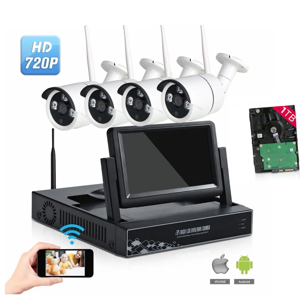 720P Wireless CCTV System 7 Inch Monitor 4CH Wireless NVR IP Camera IR-CUT Bullet Home Security System CCTV Kit WiFi Camera 720P Wireless CCTV System 7 Inch Monitor 4CH Wireless NVR IP Camera IR-CUT Bullet Home Security System CCTV Kit WiFi Camera