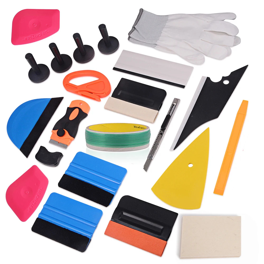 EHDIS 21pcs Vinyl Film Car Wrap Tool Set Wool Squeegee Holder