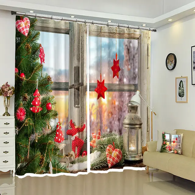 Us 43 89 40 Off Custom 3d Blackout Curtains For Bedroom Joyous Christmas Tree Window Pattern Thicken Polyester Kids Room Curtain For Living Room In