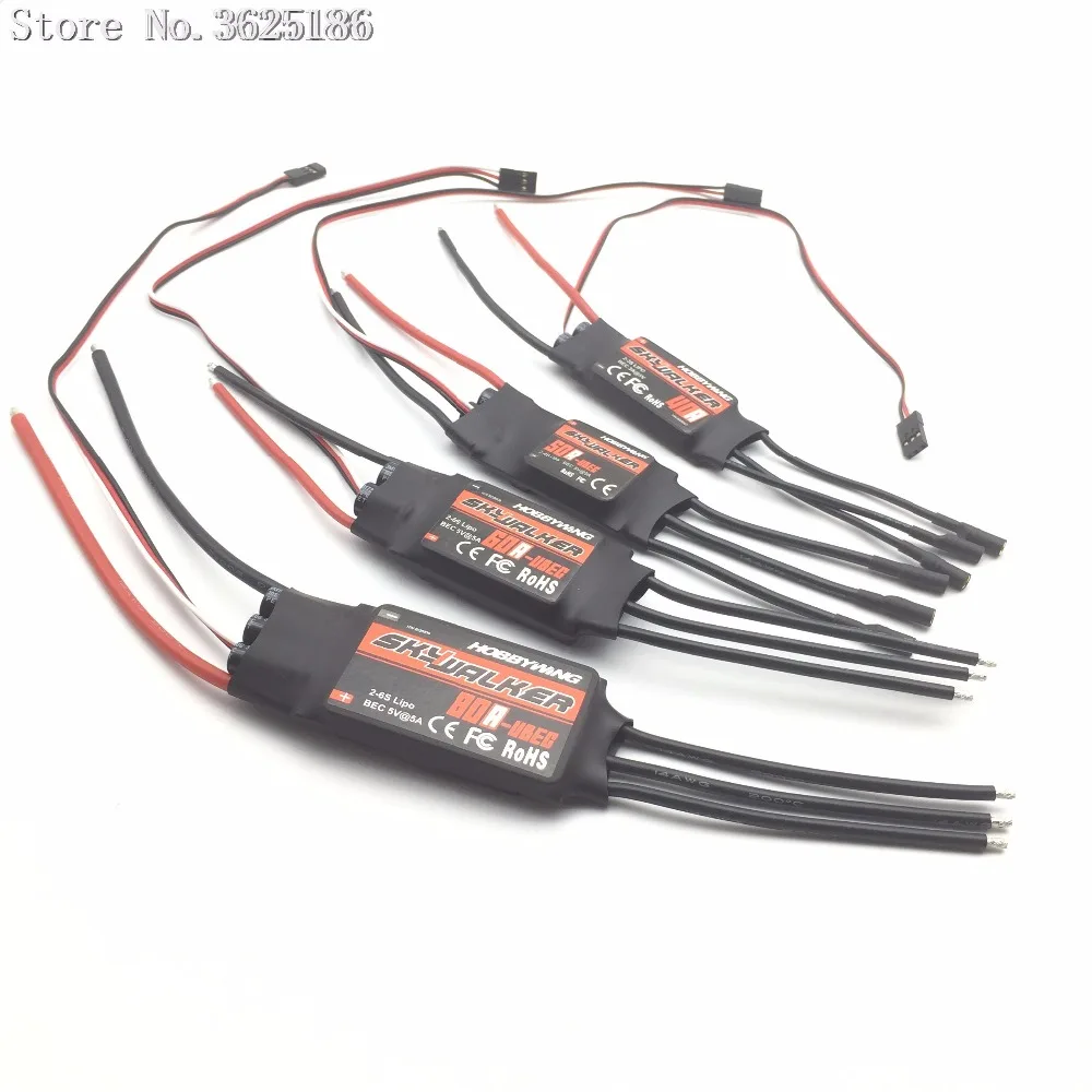 1 шт. Skywalker 12A 20A 30A 40A 50A 60A 80A ESC контроллер скорости с UBEC для радиоуправляемого FPV