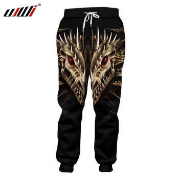 

UJWI Men Casual Sweatpants Print Dragon Skull 3D Sweat Pants Man Hip Hop Sportwears Track Joggers Harem Pants Full Length