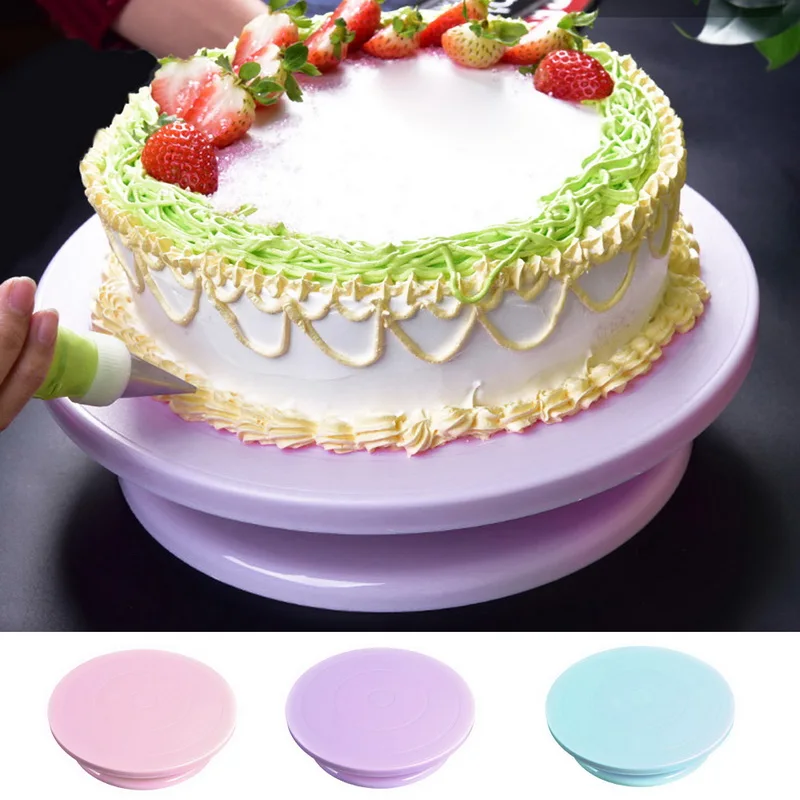 

Wedding Cake Stand Decoration Plate Turntable Rotating Anti-skid Round Cake Stand And Supplies Kitchen Tool Rotary Table Kitchen