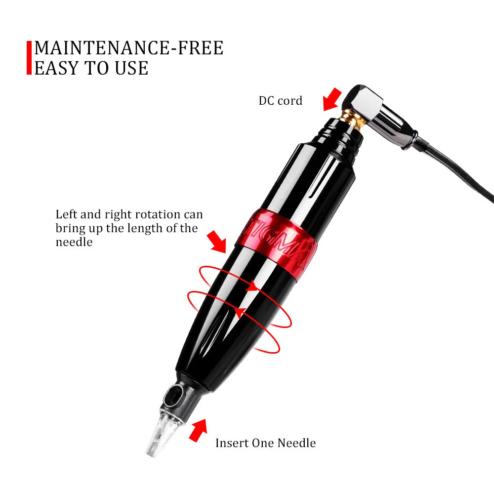 Pro гибридный ротационный тату-автомат, Перманентный макияж, ручка RCA, соединительные игольчатые картриджи для боди-арта