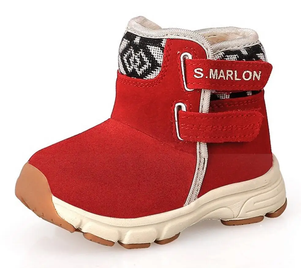 

Toddler Snow Boots Boys & Girls Winter Shoes Fashion Unisex Genuine Leather With Wool Waterproof Non-slip Hook & Loop For Baby