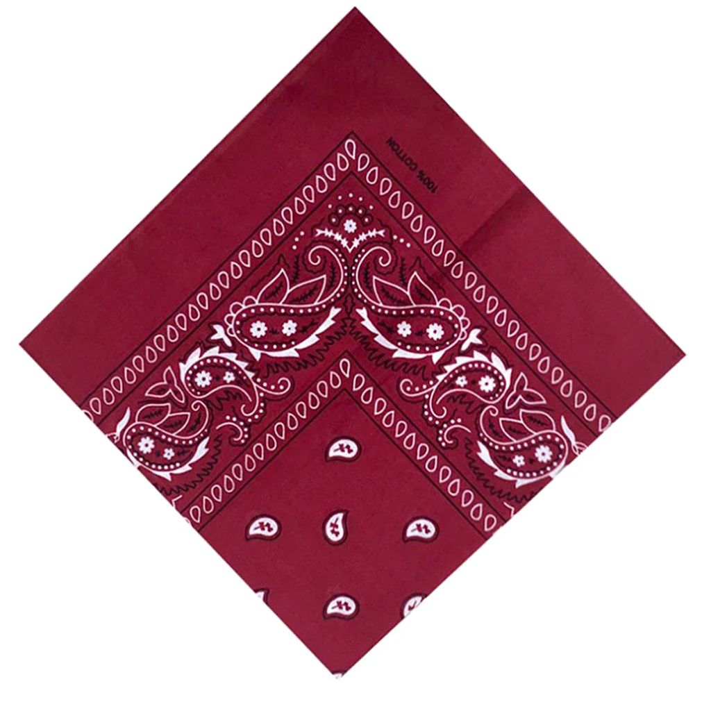 100% Cotton Fashion Bandana Multipurpose Paisley Printing Cowboy Bandanas Square Scarf Headbands Necktie for Men Women 55 x 55cm