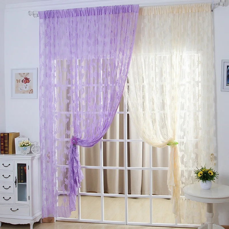 

Fashion Tassel Window Decor Butterfly String Door Curtains Romantic Thin Voile Curtains Curtain Butterfly Flower Pattern Window
