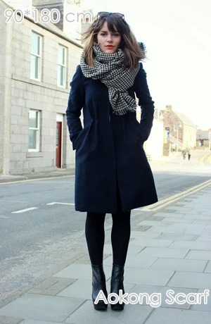 

Hot sell houndstooth scarf fashion winter warm scarf antique women scarf