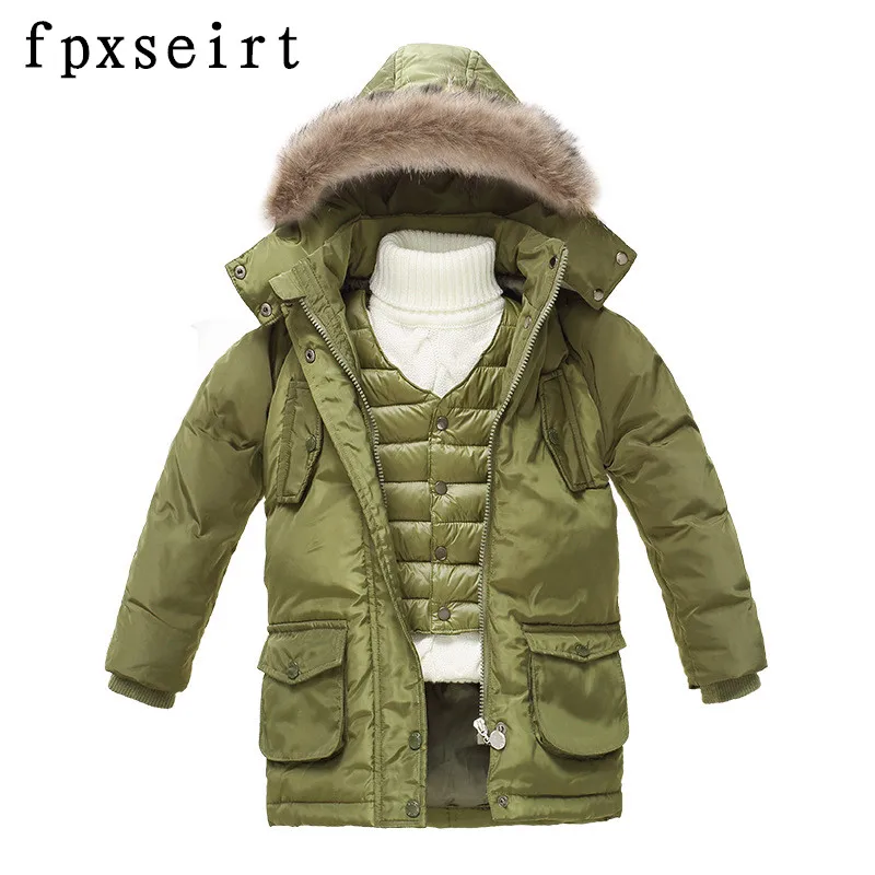 

2016 new children's down jacket boys and girls in the middle of a long range of ski suits two sets