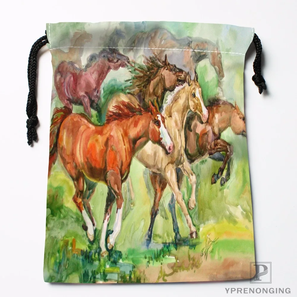 Custom Horse Drawstring Bags Printing Travel Storage Mini Pouch Swim Hiking Toy Bag Size 18x22cm#180412-11-79