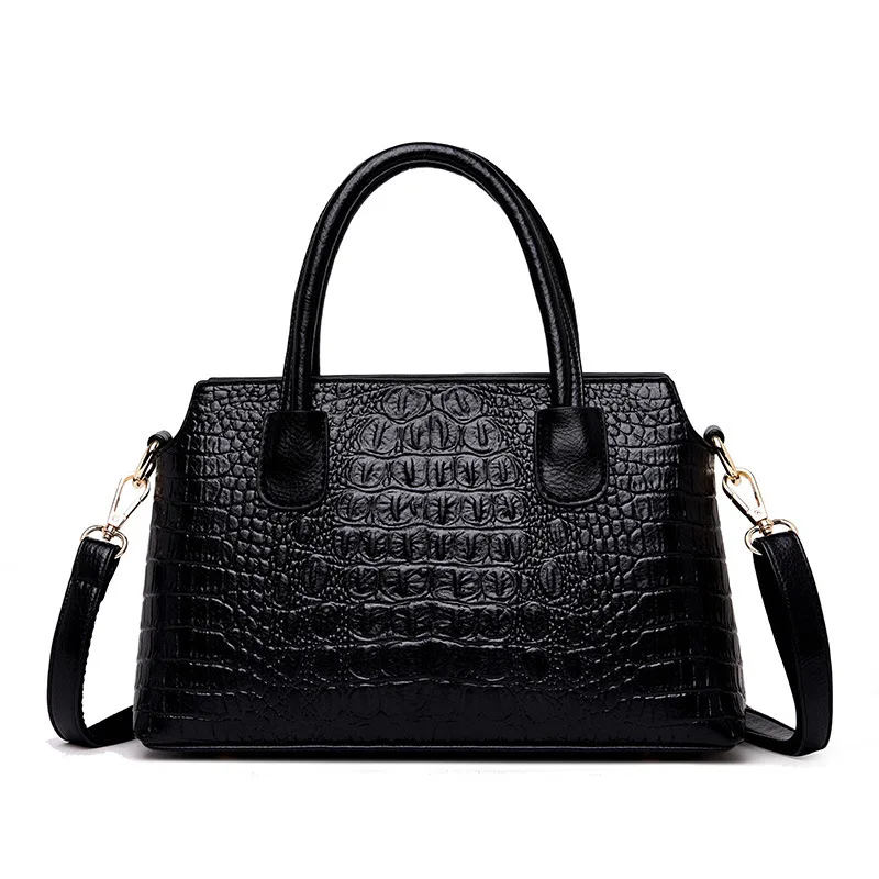 Винтажные модные роскошные женские сумки из натуральной крокодиловой кожи, дизайнерские женские сумки на плечо, женские сумки - Цвет: black