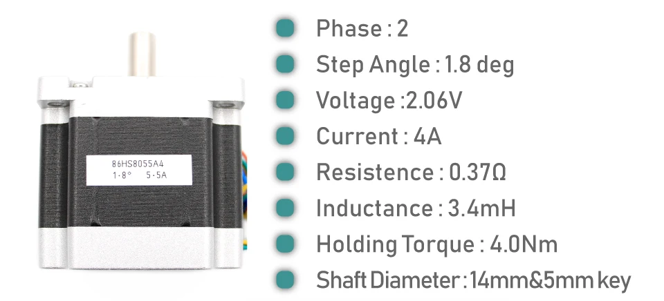 NEMA34 чпу шаговый двигатель 86X80 мм 4.5N.m 5.5A вал 14 мм nema34 для stepp мотор 640Oz-in для ЧПУ гравировальный станок 3D принтер