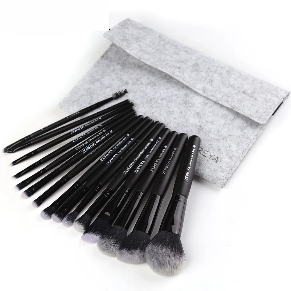 

ZOREYA15 15pcs Makeup Brushes Set tools Make-up Toiletry Kit Wood Handle Make Up Brush Set 5U0907