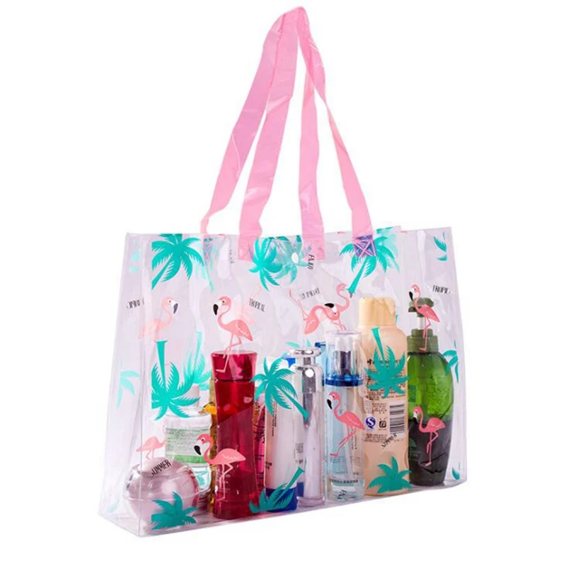 

Transparent PVC Flamingo Women Cosmetic Bag Handbag Large Capacity Makeup Bag Waterproof Storage Toiletry Kit Make Up Case