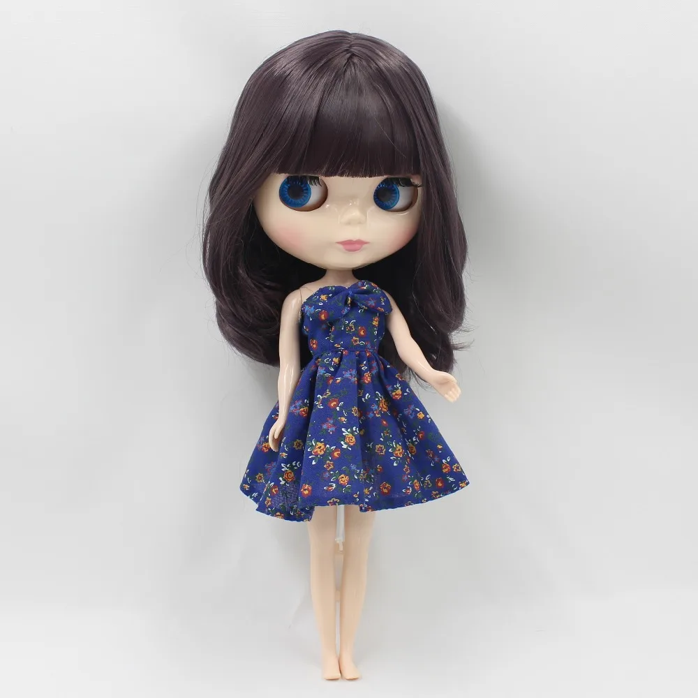 

Free shipping icy factory blyth doll bjd neo dark purplr hair BL9219 with fringes/bangs normal body 30cm 1/6 gift souvenir