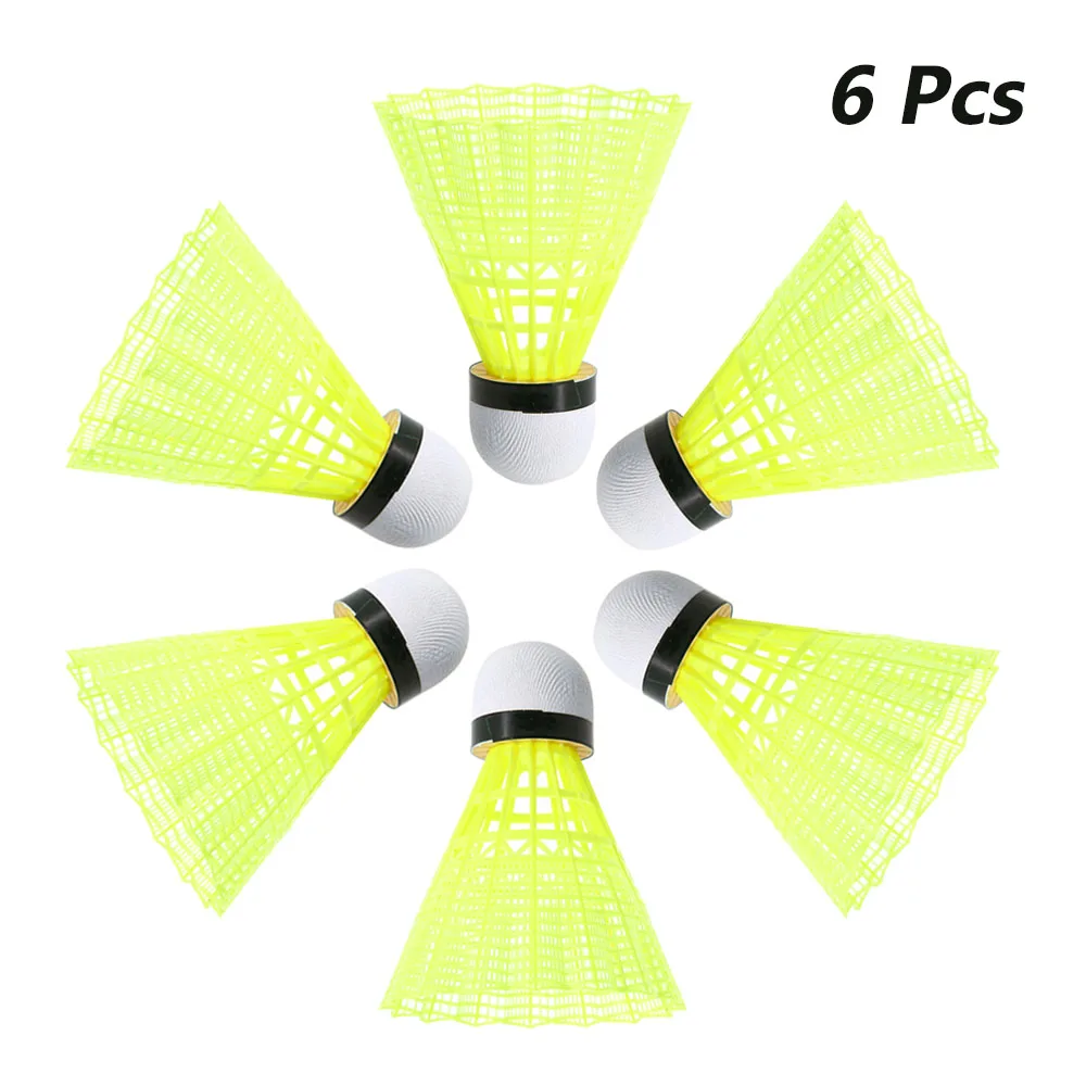 Hot Sale 6Pcs Yellow Nylon Badminton Shuttlecocks Outdoor Sports