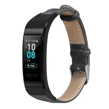 

Leather Denim Print Watch Band Strap Loop Wristband for HUAWEI Band 3/3 Pro GDeals
