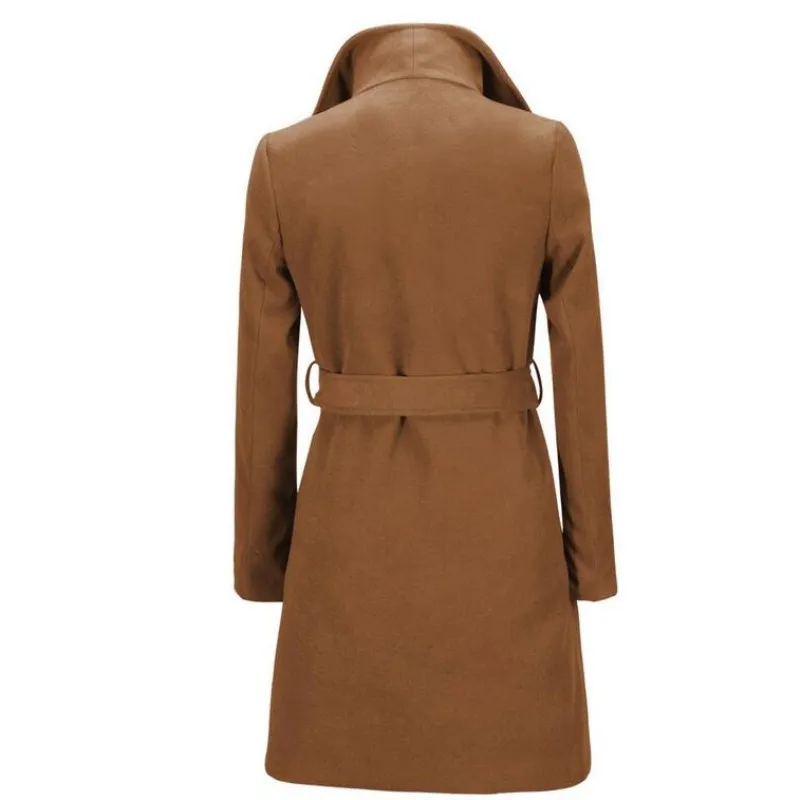 Горячая Распродажа, однотонное длинное шерстяное пальто для женщин, высокое качество, зимний Тренч, Шерстяное приталенное осеннее зеленое пальто, верхняя одежда, куртки