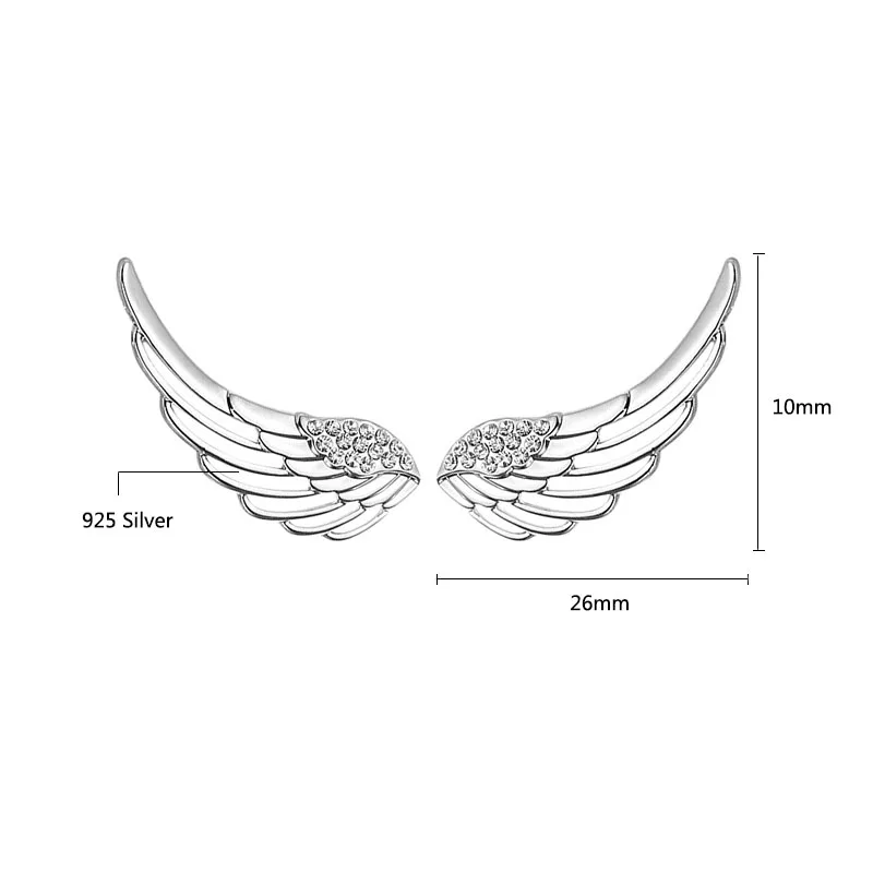 Стильные серьги-гвоздики из стерлингового серебра 925 пробы серьги в форме крыла ангела для женщин милый ювелирный Подарок на юбилей(Jewelora EA103022