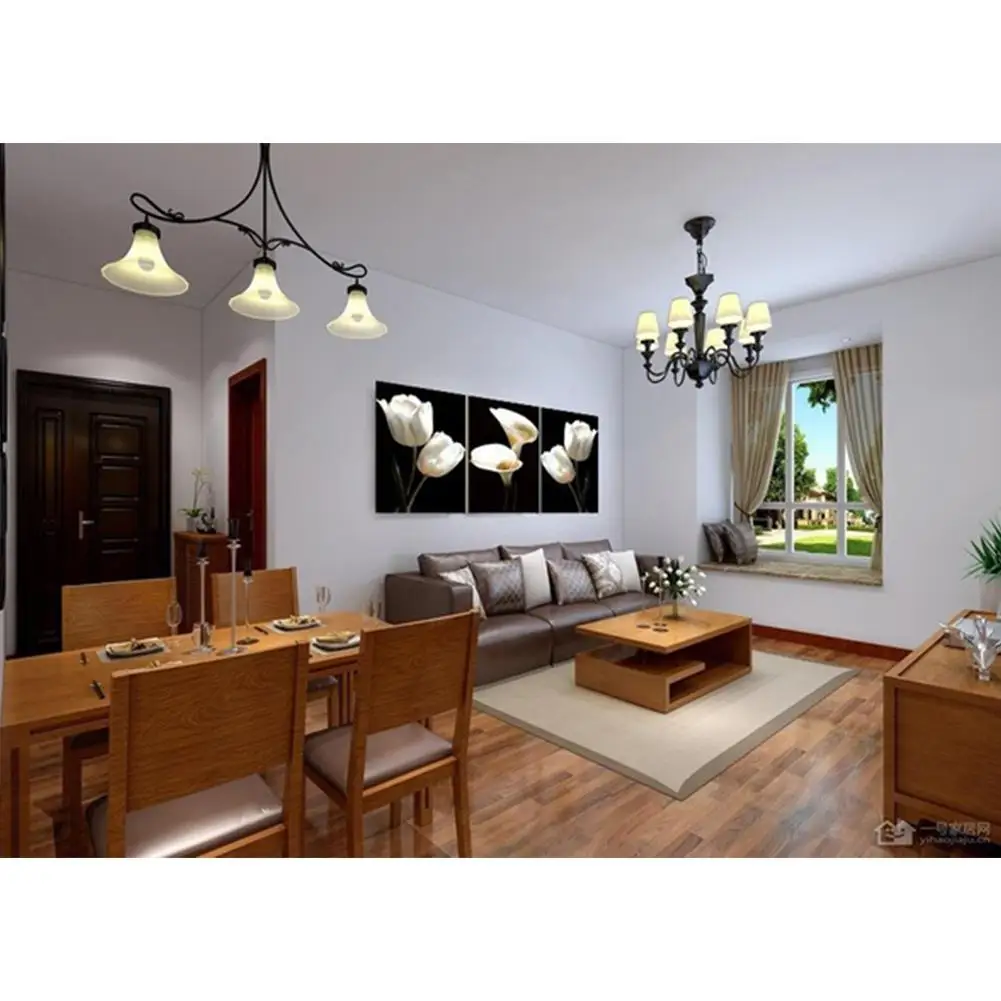TPFOCUS 3pcs Flower Wall Painting Hanging Decoration Print Cavas for Home Background Paint