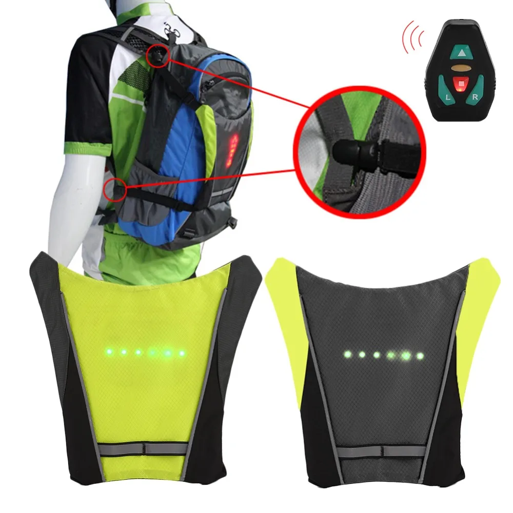 

Cycling Bicycle Vest LED Wireless Remote Safety Turn Signal Light Vest for Bicycle Riding Night Warning Backpack Guiding Light