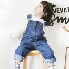 DZIECKO/Новинка г.; модные джинсовые комбинезоны для маленьких девочек; осенние свободные брюки на молнии; джинсовый комбинезон на лямках; детский джинсовый комбинезон для девочек