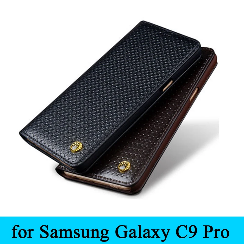 New Arrival C9000 Case Luxury 100% Real Genuine Leather Phone Cover Protector Flip Skin Bag for Samsung Galaxy C9 Pro 6.0