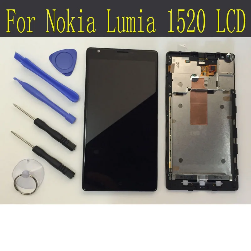 

100% tested LCD For Nokia Lumia 1520 LCD Display with Touch Screen Digitizer Assembly with frame+tools free
