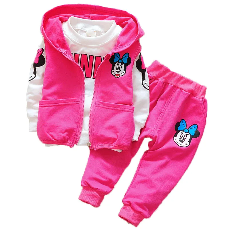 1-4Y Baby Boys Girls Sport Suit Kids Minnie Mickey Clothes Children Kids Cartoon Long Sleeve T Shirt Trousers Pants Clothing