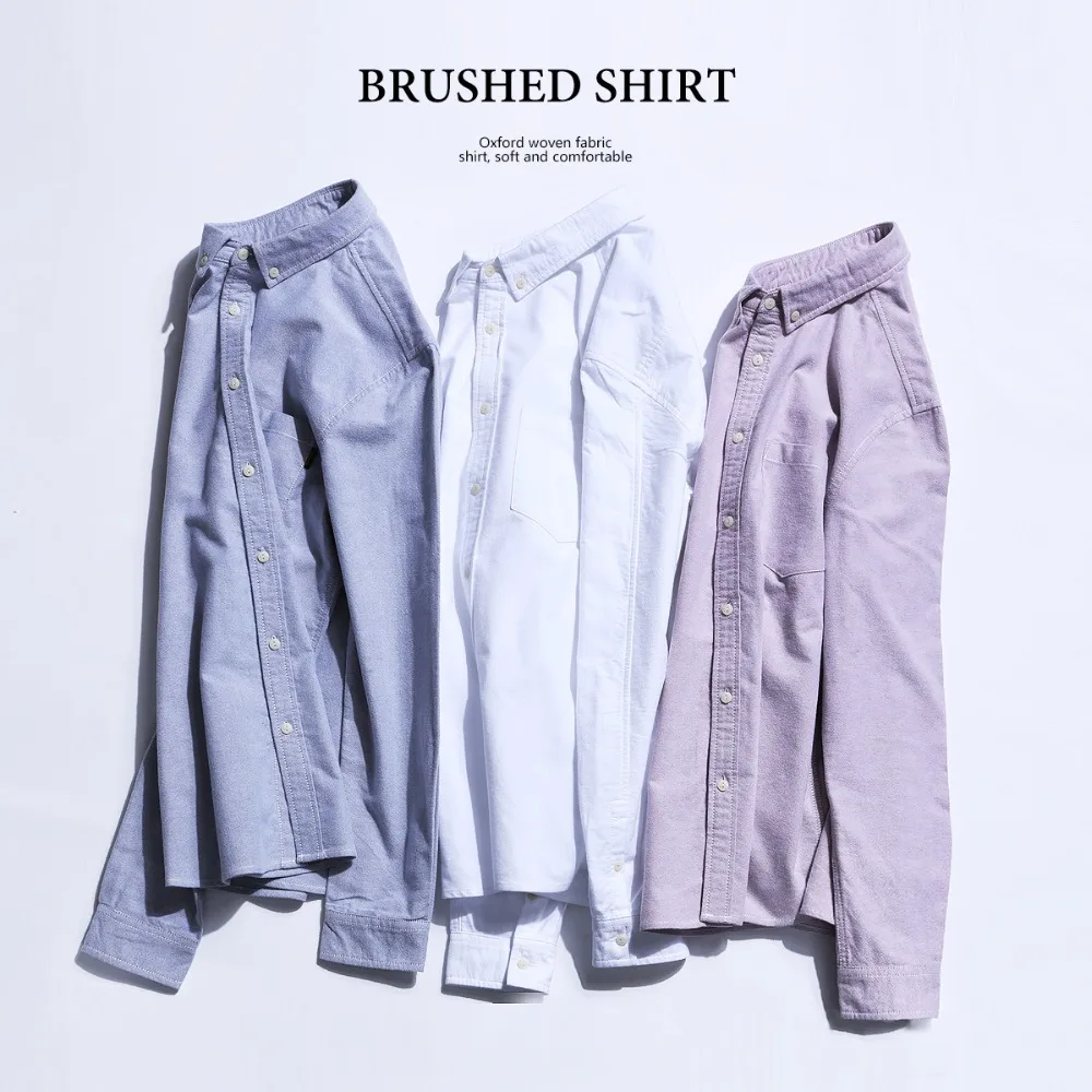SIMWOOD Brand Men Shirts New 2019 Fashion Long Sleeve 100%