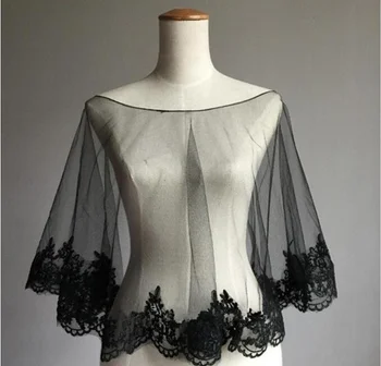 

Schals kaps Boda chaquetas chales Capes tulle lace Shawl Black white ivory Wedding Dress Shrugs Bolero Coat bride Wrap Jacket
