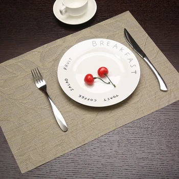 

2/4/6pcs set Kitchen Table Mats Gold Leaf Pattern PVC Table Decorative Placemats Insulation Pads 30*45cm