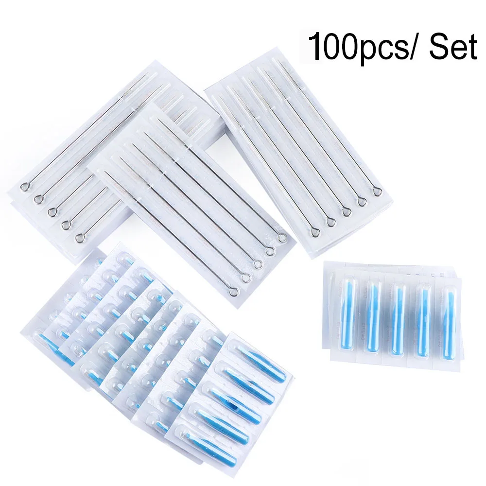 100 Pcs Disposable Sterile Tattoo Needles and Tube Set Kit For Mixed 10