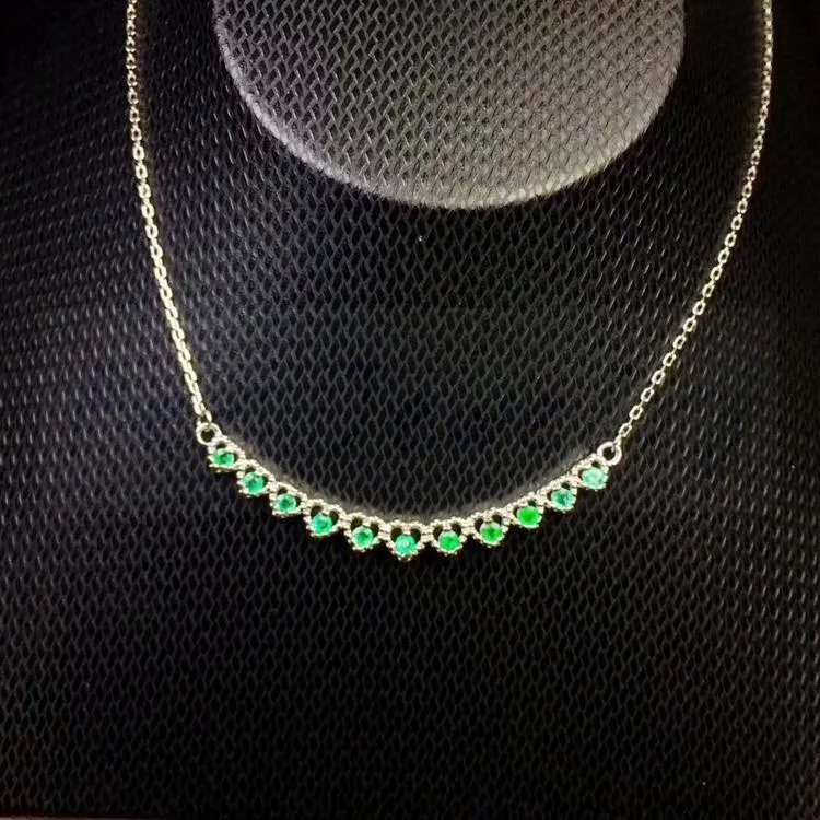 Emerald necklace Natural real emerald Free shipping 925 sterling silver