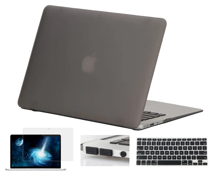 4в1 жесткий матовый чехол для Macbook Air 11 Air 13 Pro 13 15 Touchbar новинка retina 12 13 15 клавиатура кожа+ защита экрана - Цвет: Gray