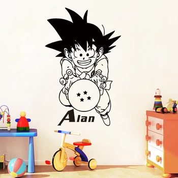 

Super Saiyan Goku Personalized Custom Name Vinyl Wall Sticker Boys Gift Cartoon Decal Kids Room Nursery Decor GA40
