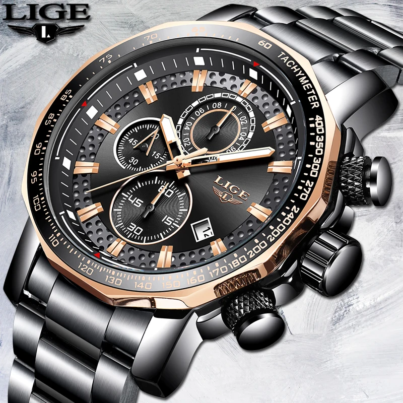 

2019 LIGE Top Tuxury Brand Mens Watches Simulation Quartz Watch Men Fashion Sport Watch Waterproof Clock Relogio Masculino+Box