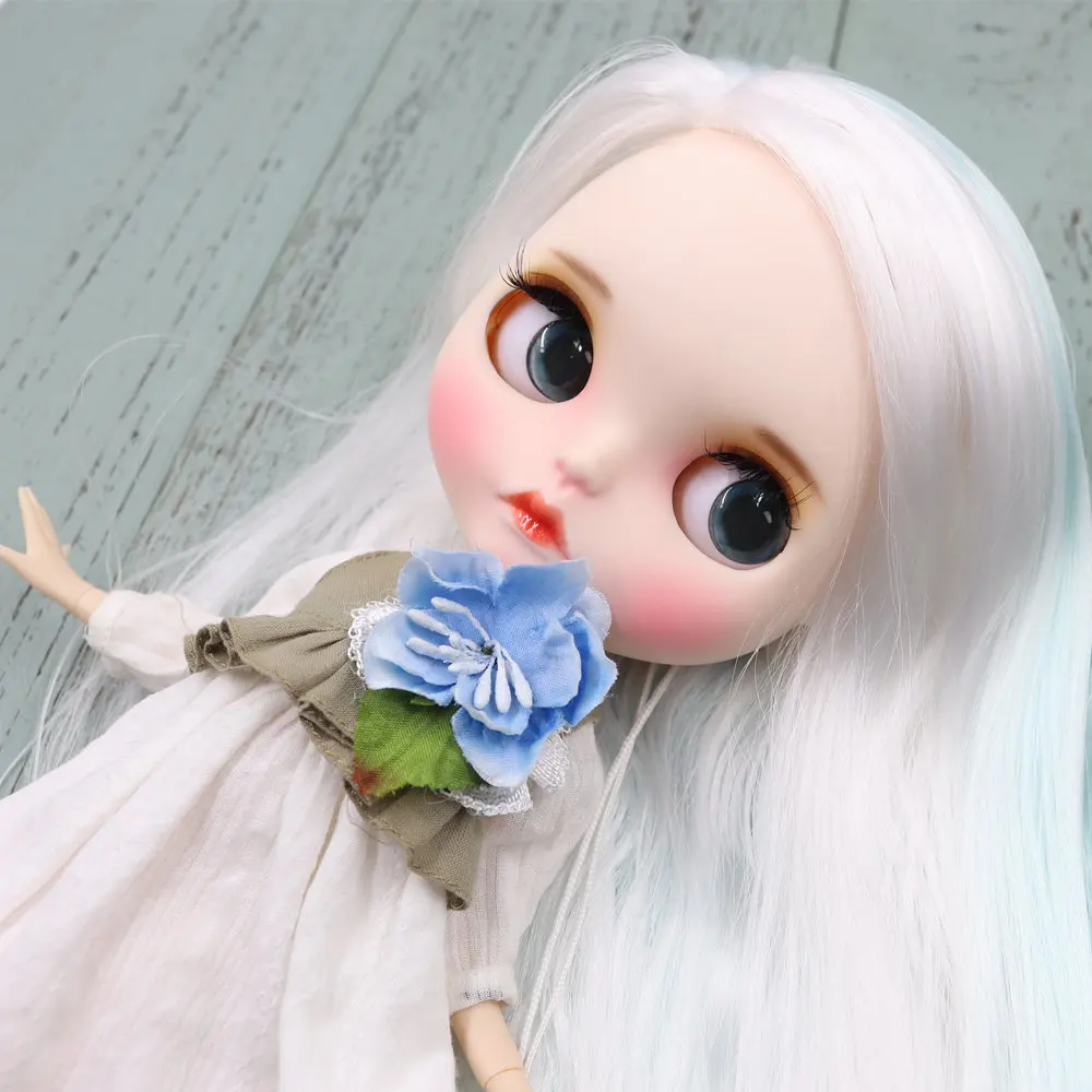 ICY Blyth кукла для серии № BL6909/136 детские голубые микс белые волосы Цвет Резные губы индивидуальные матовые лица соединение тела 1/6 bjd