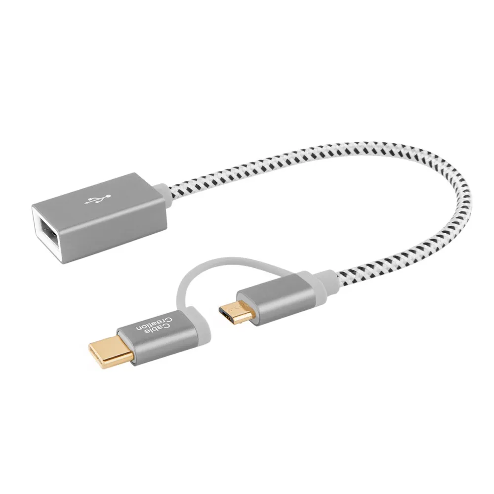 2 в 1 USB C OTG кабель Micro + Type к гнезду (on-The-go) шнур 0.6ft | Электроника