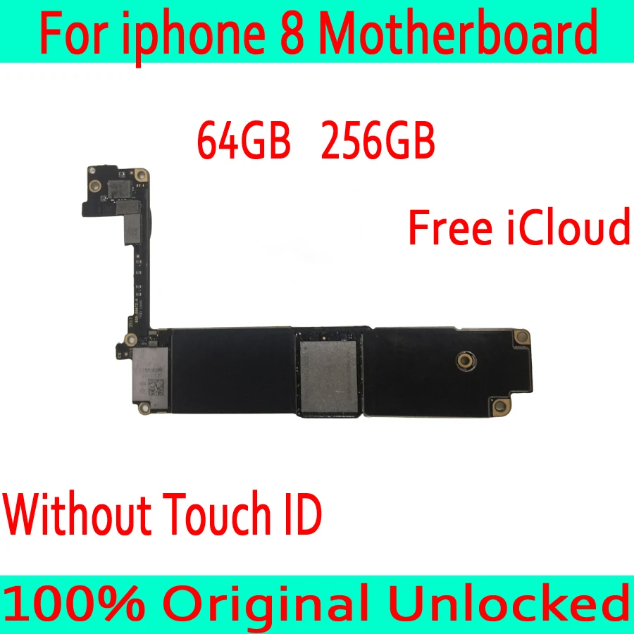

64GB 256GB for iphone 8 Motherboard without Touch ID,Original unlocked for iphone 8 Mainboard with Full Chips,No iCloud