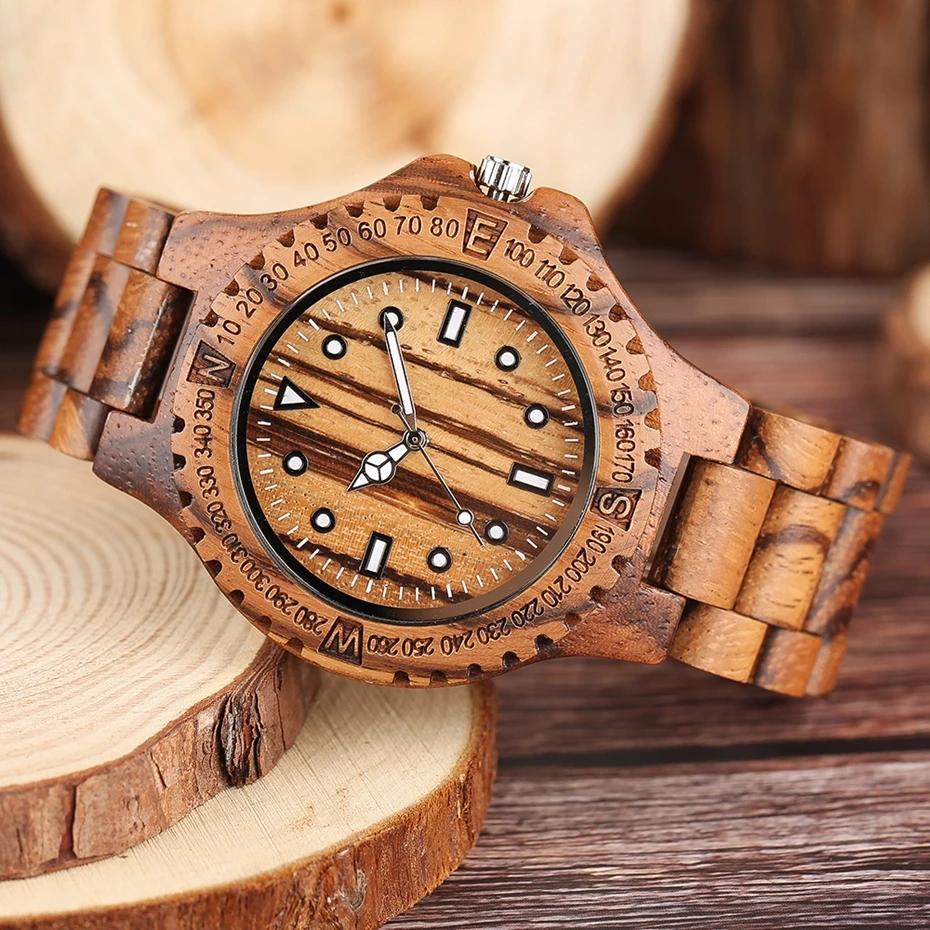 Luxury Sandalwood Zebra Full Wooden Watch Creative Geometry White Pointer Precision Scales Numbers Dial Men's Clock Fashion Gift 2017 Christmas Gifts (9)
