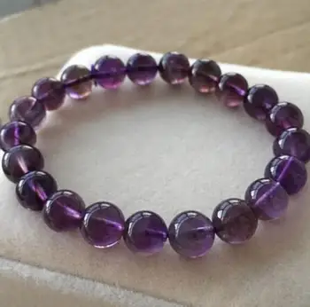 

free shipping 9-9.5mm Natural Purple Amethyst Quartz Crystal Beads Bracelet AAA